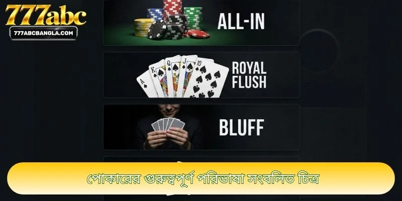 পোকারের গুরুত্বপূর্ণ পরিভাষা সংবলিত চিত্র