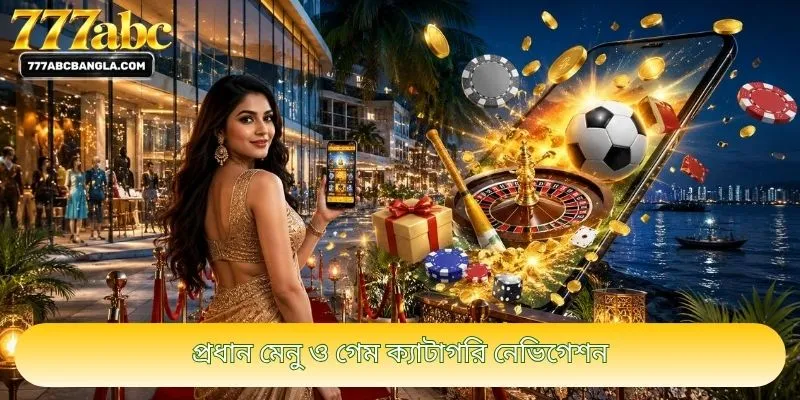 প্রধান মেনু ও গেম ক্যাটাগরি নেভিগেশন